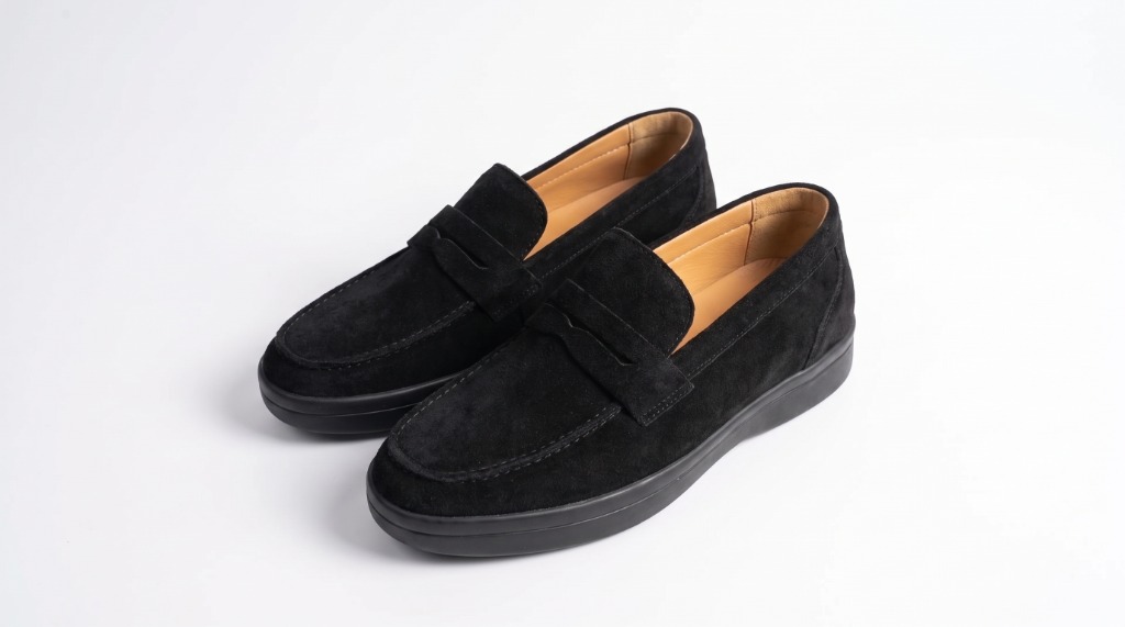 Hugo Boss Mocassim Suede Premium Leather, Preto